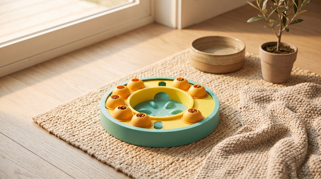 Slow Feeder Puzzle Bowl for Cats & Small-to-Medium Dogs